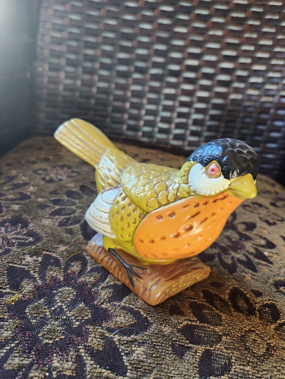 CUTEST VTG 50's Bird Orange Yellow JAPAN Ceramic NORLEANS Collect Nature FLY GC
